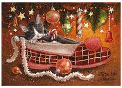 Postcard 374 by Katja Saario - Christmas Kitten