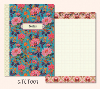 Illustrated little notebook Gwenaëlle Trolez Créations - Blue Pink Flowers