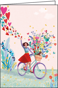 Mila Marquis Folded Card | Woman on bicycle