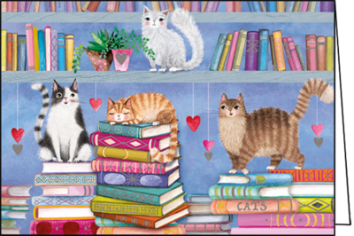 Mila Marquis Folded Card | Cats and books