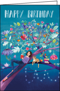 Mila Marquis Folded Card | Happy Birthday (Reading Woman)