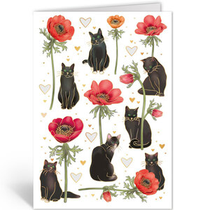 Greeting Card Quire - Cats and Flowers