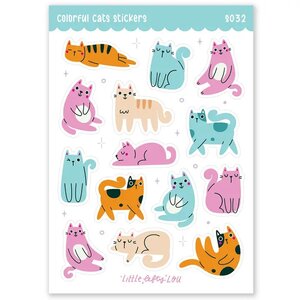 Colorful Cats Waterproof Stickers - Little Lefty Lou