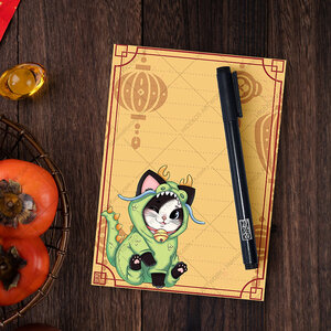 A6 Dragon Neko Notepad - by Hidekos Artwork