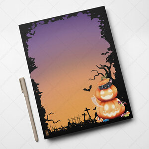 A5 Notepad Halloween Neko - by Hidekos Artwork