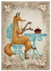 Postcard 311 by Katja Saario - A cosy moment with cake