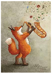 Postcard 403 by Katja Saario - Saxophone Fox