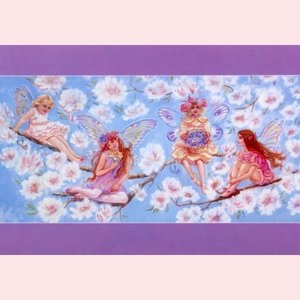 Postcard Fantasy Judy Mastrangelo | Four Fairies on a branch