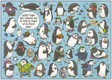 Search Postcard | Welcher Pinguin geht schwimmen,...?