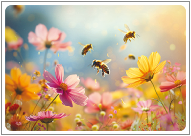 Postcard | Flower meadow with bees in the sunlight