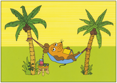 Postcard Sendung mit der Maus | Mouse in hammock under palm trees