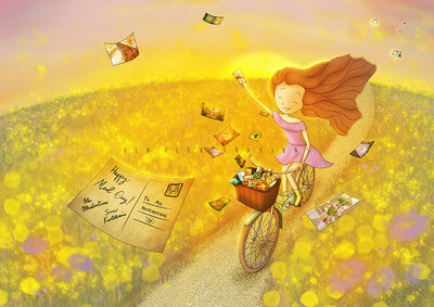 PRE ORDER: Postcard Ila Illustrations 170 Happy mail day bike