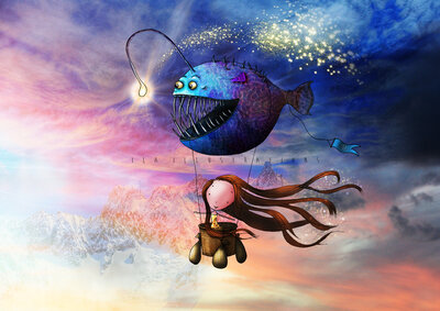 PRE ORDER: Postcard Ila Illustrations 046 - Funky lantern fish