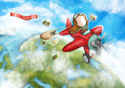PRE ORDER: Postcard Ila Illustrations 076 - Happy airplane