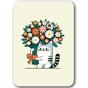Postcard Gutrath Verlag | cat with a bouquet of flowers