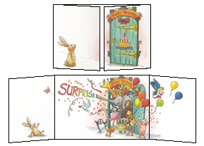 Fold Out Greeting Card with Envelope - Sophie Turrel - Happy Birthday/Surprise (bunny)