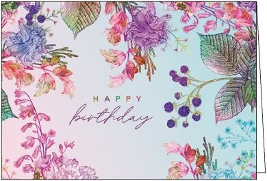 Folded Card with Envelope - Happy Birthday (Flowers)