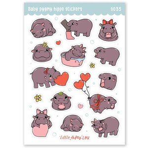 Baby Pygmy Hippo Waterproof Stickers - Little Lefty Lou