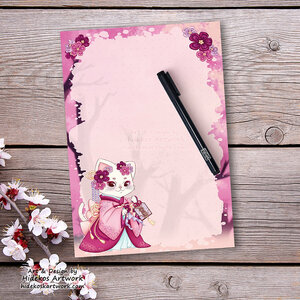 A5 Notepad Kimono Neko - by Hidekos Artwork