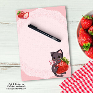 A5 Notepad Grumpy Erdbeer Neko - by Hidekos Artwork