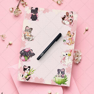 A4 Notepad Sakura Neko - by Hidekos Artwork