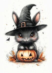 Spooktacular Halloween: Witch Bunny | Postcard Fripperies