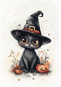 Spooktacular Halloween: Black Cat | Postcard Fripperies