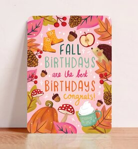 Postcard Fall Birthday - Aniet Illustration