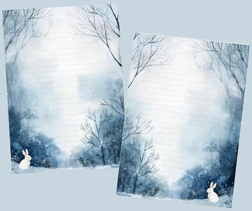 A5 Notepad Bunny in the snow by LNcreativePapers