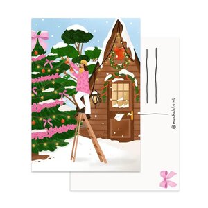 Christmas Postcard by Muchable - decorating tree