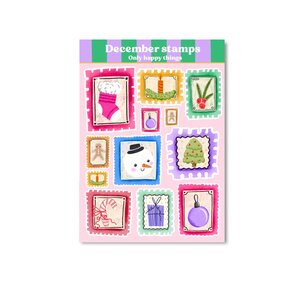 A6 Stickersheet December stamps - Only Happy Things