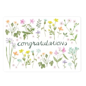 The Lemonbird Postcard | fieldflowers 'congratulations' 