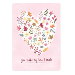 The Lemonbird Postcard | flowerheart 'you make my heart smile'
