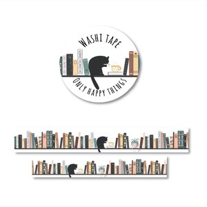 Washi Tape | Bookshelf with cat - Only Happy Things