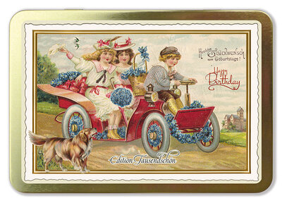 TS056 Tausendschön golden metal box - Happy Birthday