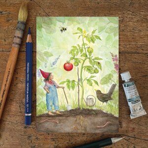 Postcard Mhairi Hellbrandt - First Ripe Tomato