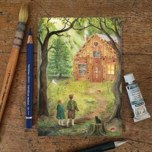 Postcard Mhairi Hellbrandt - Hansel & Gretel