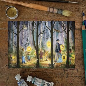 Postcard Mhairi Hellbrandt - Lantern Walk