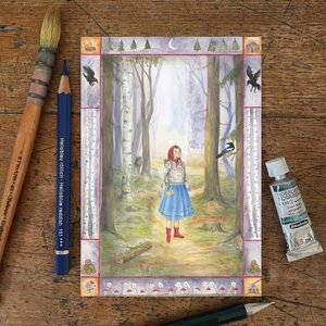 Postcard Mhairi Hellbrandt - Little Red Riding Hood