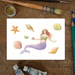 Postcard Mhairi Hellbrandt - Mermaid purple