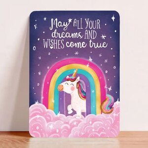 Postcard Dreams and wishes unicorn - Aniet Illustration