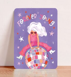 Postcard Forever Young disco - Aniet Illustration
