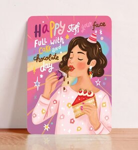 Postcard Happy Stuff your face - Aniet Illustration