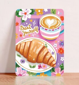 Postcard Treat Yourself croissant - Aniet Illustration