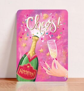 Postcard Cheers champagne - Aniet Illustration
