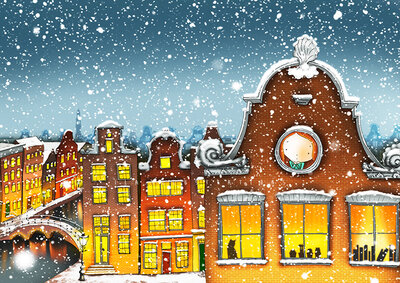 PRE ORDER: Postcard Ila Illustrations 218 - Snowy Amsterdam