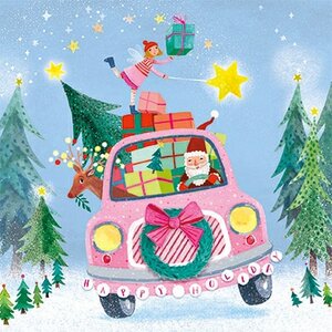 Mila Marquis Postcard Christmas | Car with Santa