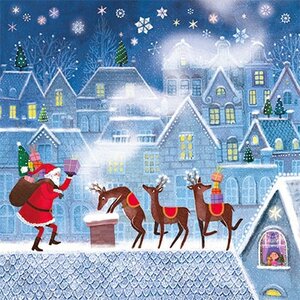 Mila Marquis Postcard Christmas | Santa with Reindeer