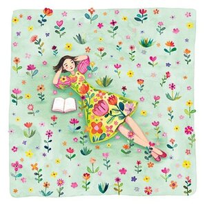 Mila Marquis Square Postcard | Woman in a flower meadow