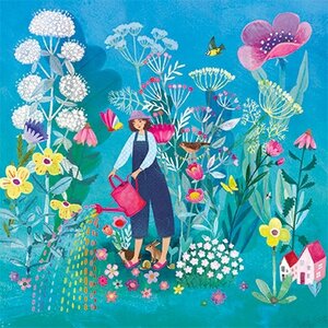 Mila Marquis Square Postcard | Woman in Garden